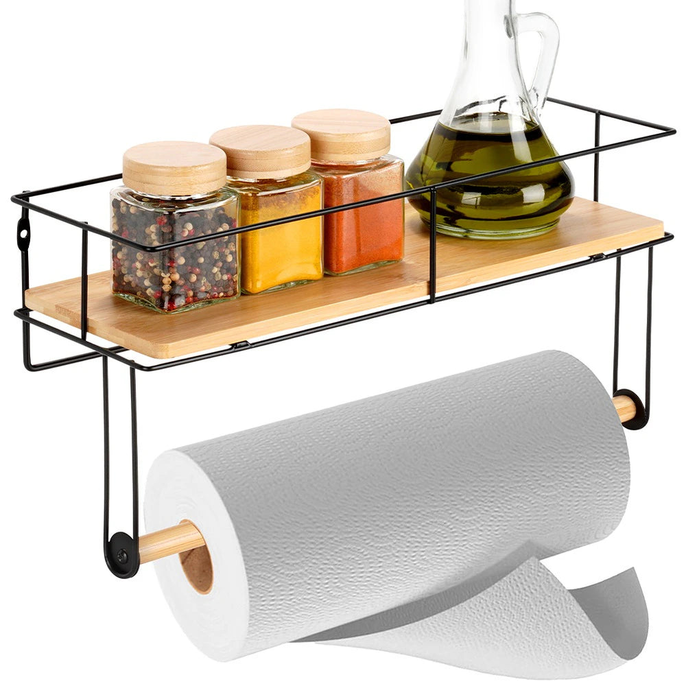 Hanger for towel paper with a shelf metal charm
