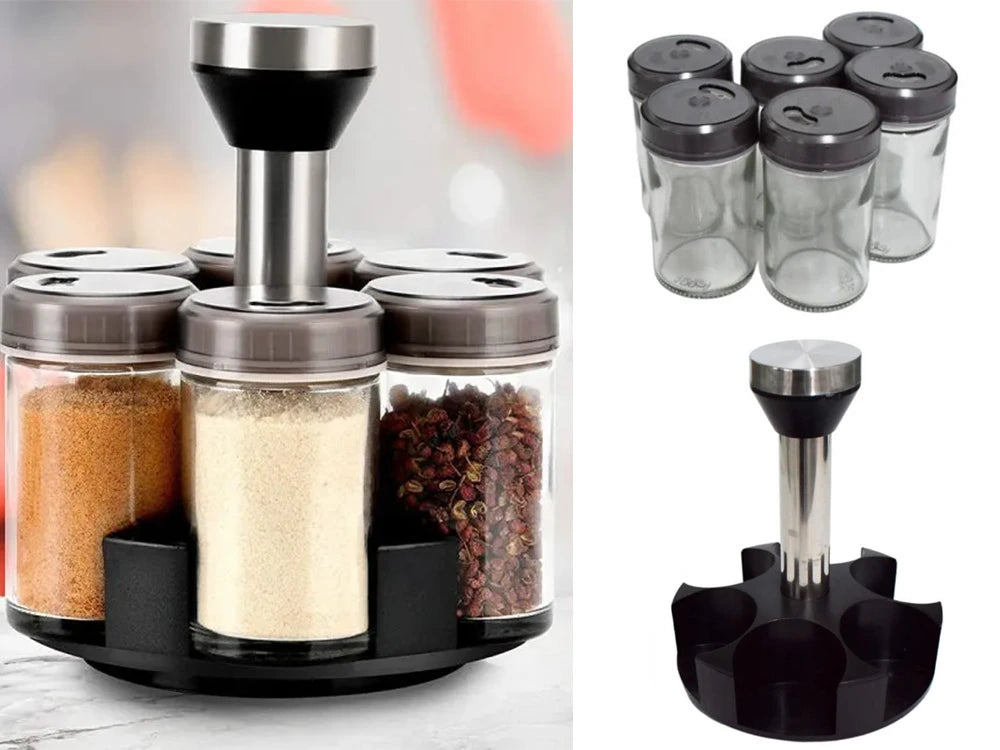 Spice organizer, glass containers, 6 pieces