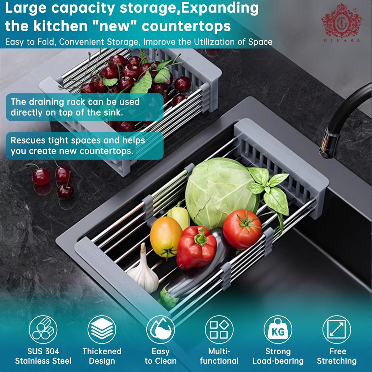 Drainer for sink vegetable dish baske