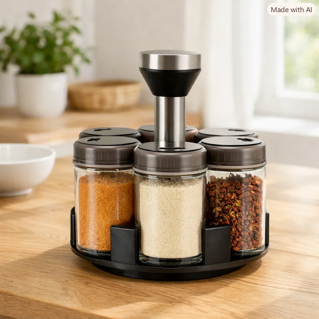 Spice organizer, glass containers, 6 pieces
