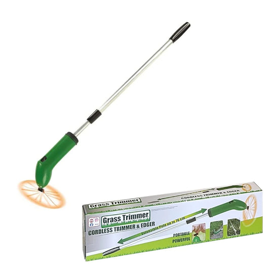 Battery-powered grass trimmer with pole